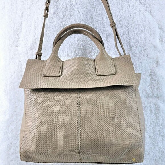 ELLIOTT LUCCA Ecru Textured Top Handle Crossbody Shoulder Bag Removable Strap - Picture 2 of 16